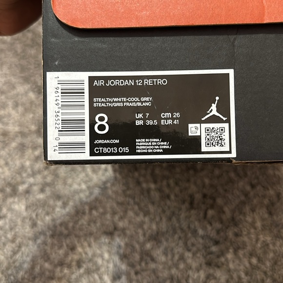 AIR JORDAN 12 RETRO stealth/white-cool grey size 8.5 - Picture 11 of 12